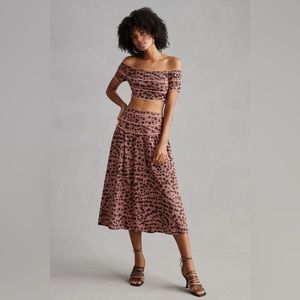 ✨ Set! Anthropologie Off-The-Shoulder Top & Skirt Set Sz 12